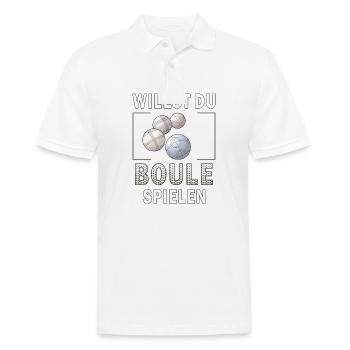 WILLST DU BOULE SPIELEN - Männer Poloshirt - Weiß - Vorne - Kai (181cm)