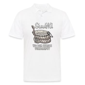 SAUNA WO DER STRESS VERDAMPFT - Männer Poloshirt - Weiß - Vorne - Kai (181cm)