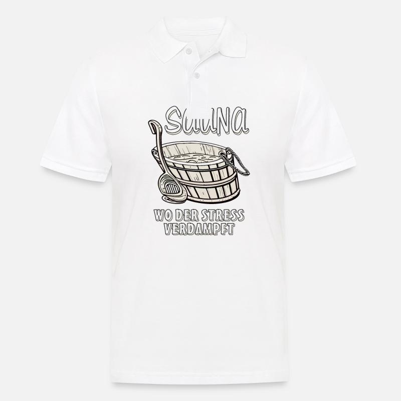 SAUNA WO DER STRESS VERDAMPFT - Männer Poloshirt - Weiß