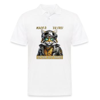 BLOUSON EN CUIR DE CHAT LA MOTO EST AUTORISÉE À CONDUIRE - Polo Homme - blanc - Devant - Kai (181cm)