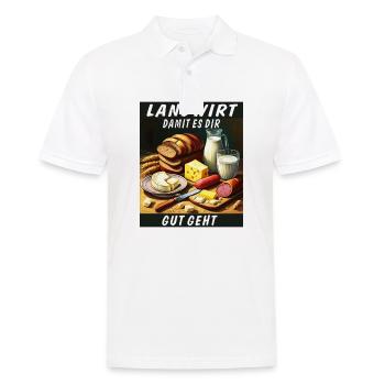 LANDWIRT DAMIT ES DIR GUT GEHT - Männer Poloshirt - Weiß - Vorne - Kai (181cm)