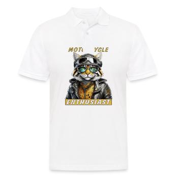 BLOUSON EN CUIR DE CHAT PASSIONNÉ DE MOTO - Polo Homme - blanc - Devant - Kai (181cm)