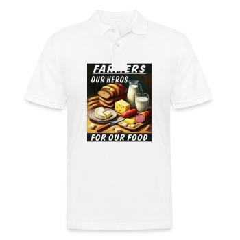 FARMERS OUR HEROES FOR OUR FOOD - Männer Poloshirt - Weiß - Vorne - Kai (181cm)