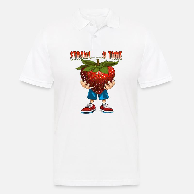 ERDBEERE STRAWBERRY TIME - Männer Poloshirt - Weiß