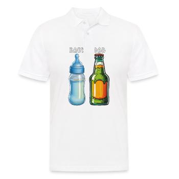 BABYFLASCHE BIERFLASCHE BABY DAD - Männer Poloshirt - Weiß - Vorne - Kai (181cm)