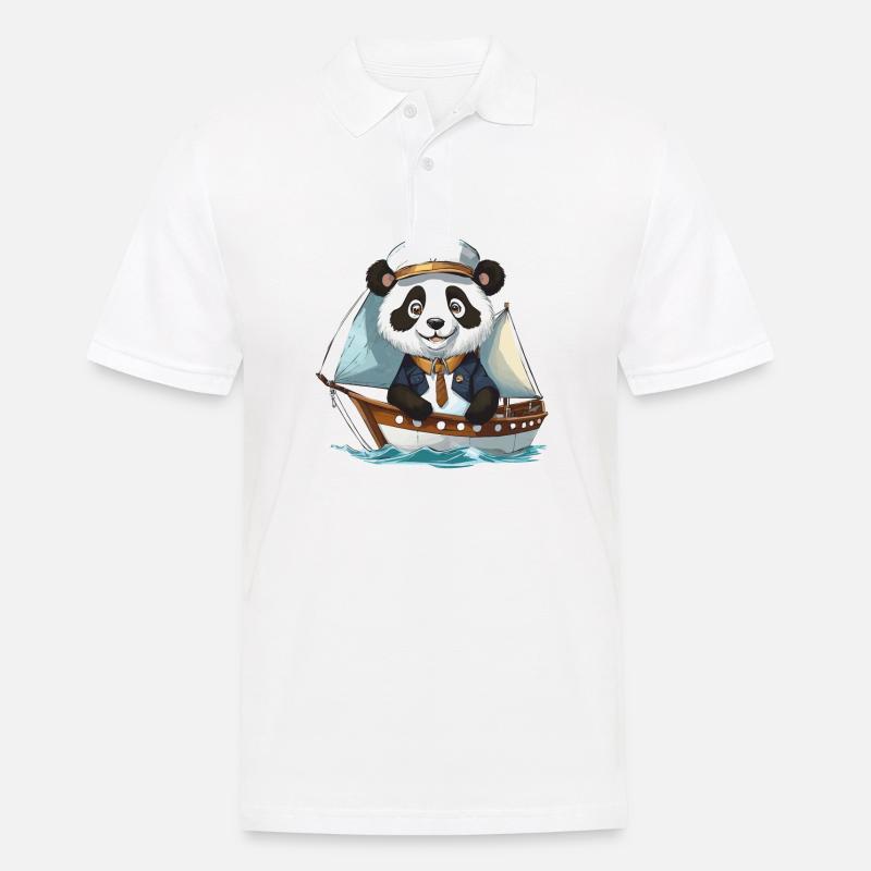 PANDABÄR SAILING - Männer Poloshirt - Weiß