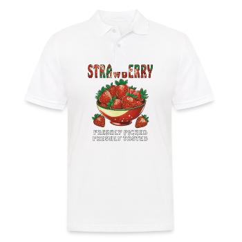 STRAWBERRY FRESHLY PICKED FRESHLY TASTED - Männer Poloshirt - Weiß - Vorne - Kai (181cm)