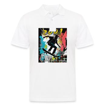 2001 SKAETER Born in the best year - Männer Poloshirt - Weiß - Vorne - Kai (181cm)