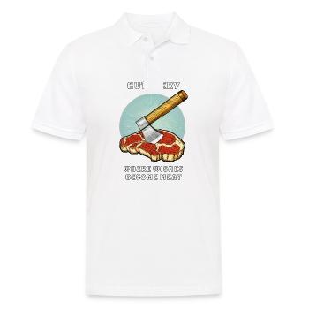 BOUCHERIE OÙ LES DÉSIRS DEVIENNENT VIANDE - Polo Homme - blanc - Devant - Kai (181cm)