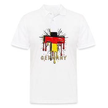 CHRISTLICHES KREUZ DEUTSCHLAND FLAGGE - Männer Poloshirt - Weiß - Vorne - Kai (181cm)