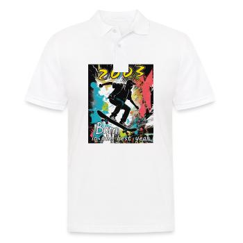 2003 SKAETER Born in the best year - Männer Poloshirt - Weiß - Vorne - Kai (181cm)