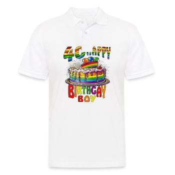 TORTE 40 HAPPY BIRTHGAY BOY - Men's Polo Shirt - white - Front - Kai (181cm)