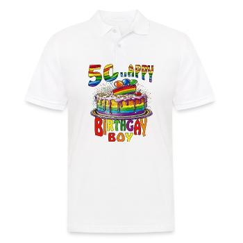 TORTE 50 HAPPY BIRTHGAY BOY - Men's Polo Shirt - white - Front - Kai (181cm)