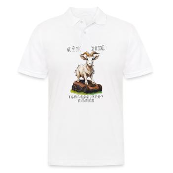 TONDEUSE À GAZON ROBOT CHÈVRE JE LA FAIS TONDRE MAINTENANT - Polo Homme - blanc - Devant - Kai (181cm)