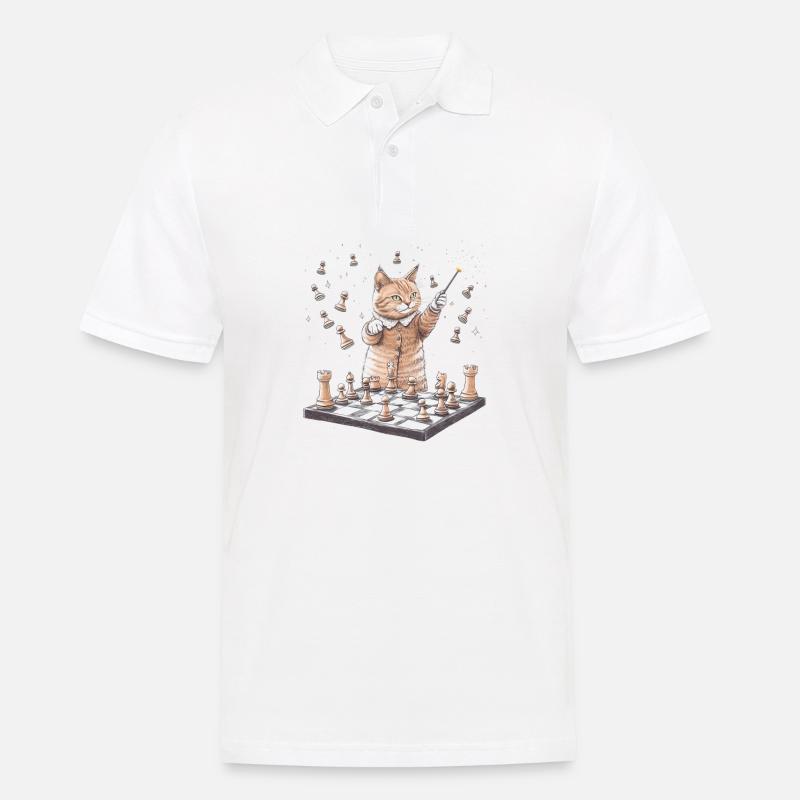 Schach-Katze - Männer Poloshirt - Weiß