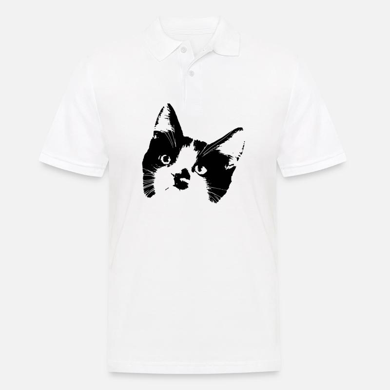 Chat noir et blanc mignon - Polo Homme - blanc