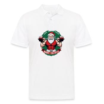 Père Noël Musculation Cadeaux Noël - Polo Homme - blanc - Devant - Kai (181cm)