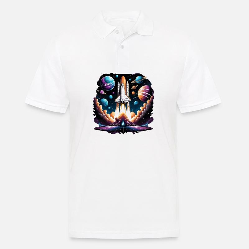 Rocket Astronaut Space Gift SpaceShuttle - Men's Polo Shirt - white