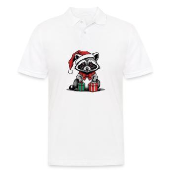 Cadeau de Noël du Père Noël raton laveur - Polo Homme - blanc - Devant - Kai (181cm)