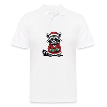 Cadeau de Noël du Père Noël raton laveur - Polo Homme - blanc - Devant - Kai (181cm)
