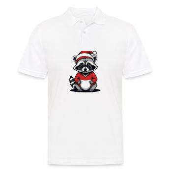Cadeau de Noël du Père Noël raton laveur - Polo Homme - blanc - Devant - Kai (181cm)