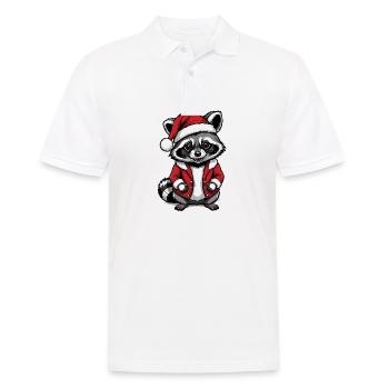 Cadeau de Noël du Père Noël raton laveur - Polo Homme - blanc - Devant - Kai (181cm)