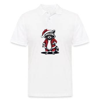 Cadeau de Noël du Père Noël raton laveur - Polo Homme - blanc - Devant - Kai (181cm)