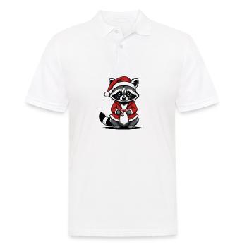 Cadeau de Noël du Père Noël raton laveur - Polo Homme - blanc - Devant - Kai (181cm)