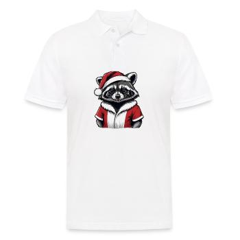 Cadeau de Noël du Père Noël raton laveur - Polo Homme - blanc - Devant - Kai (181cm)