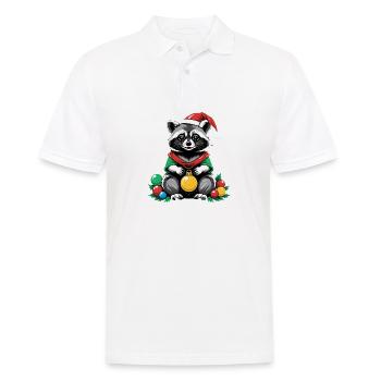 Cadeau de Noël du Père Noël raton laveur - Polo Homme - blanc - Devant - Kai (181cm)