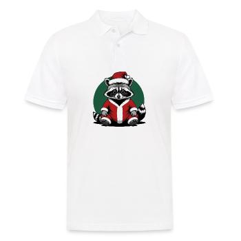 Cadeau de Noël du Père Noël raton laveur - Polo Homme - blanc - Devant - Kai (181cm)