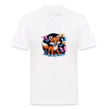 Fuchs Fox Blumen Süß Geschenk Tierliebe für Frauen - Männer Poloshirt - Weiß - Vorne - Kai (181cm)