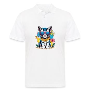 Cat Vacation Vacation Cat Vacation Hawaii Island Sea - Men's Polo Shirt - white - Front - Kai (181cm)