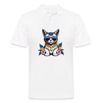 Cat Vacation Vacation Cat Vacation Hawaii Island Sea - Men's Polo Shirt - white - Front - Kai (181cm)