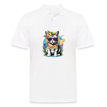 Cat Vacation Vacation Cat Vacation Hawaii Island Sea - Men's Polo Shirt - white - Front - Kai (181cm)