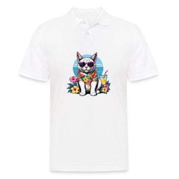 Cat Vacation Vacation Cat Vacation Hawaii Island Sea - Men's Polo Shirt - white - Front - Kai (181cm)