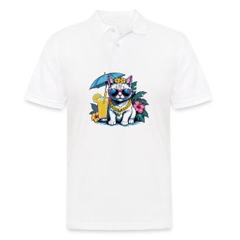 Cat Vacation Vacation Cat Vacation Hawaii Island Sea - Men's Polo Shirt - white - Front - Kai (181cm)