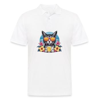 Cat Vacation Vacation Cat Vacation Hawaii Island Sea - Men's Polo Shirt - white - Front - Kai (181cm)