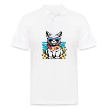Cat Vacation Vacation Cat Vacation Hawaii Island Sea - Men's Polo Shirt - white - Front - Kai (181cm)