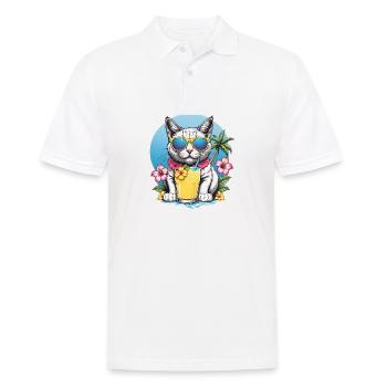 Cat Vacation Vacation Cat Vacation Hawaii Island Sea - Men's Polo Shirt - white - Front - Kai (181cm)