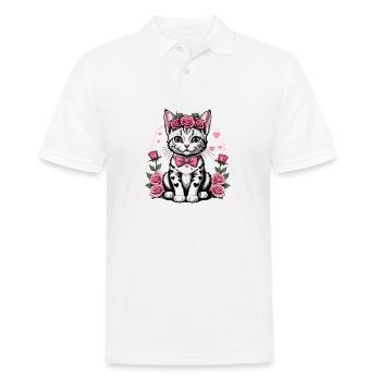 Sweet Cat Sweet Cat Bride Wedding Wedding Marry Love - Men's Polo Shirt - white - Front - Kai (181cm)