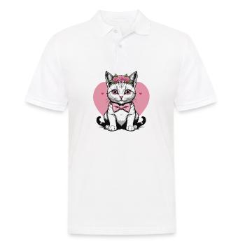 Sweet Cat Sweet Cat Bride Wedding Wedding Marry Love - Men's Polo Shirt - white - Front - Kai (181cm)