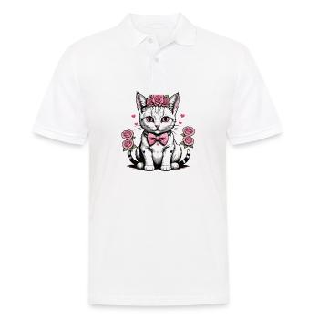 Sweet Cat Süße Katze Braut Hochzeit Heiraten Liebe - Männer Poloshirt - Weiß - Vorne - Kai (181cm)