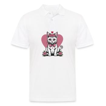 Sweet Cat Sweet Cat Bride Wedding Wedding Marry Love - Men's Polo Shirt - white - Front - Kai (181cm)