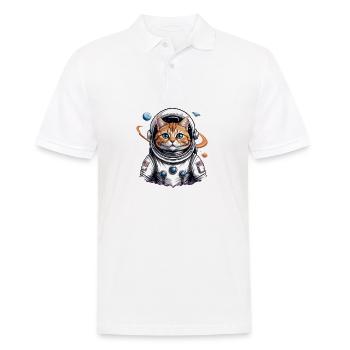 Katze Astronaut Weltall Katzenliebe Geschenk - Männer Poloshirt - Weiß - Vorne - Kai (181cm)