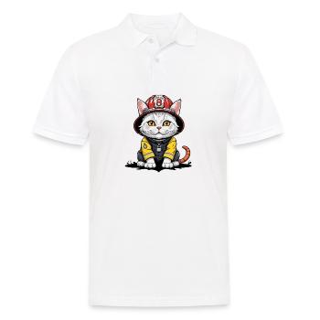 Chat Pompiers Chat Amour Chat Amoureux des Chats - Polo Homme - blanc - Devant - Kai (181cm)