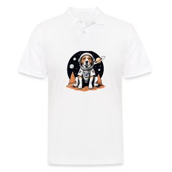 Hund Astronaut Dog Weltall Hundeliebe Geschenk - Männer Poloshirt - Weiß - Vorne - Kai (181cm)