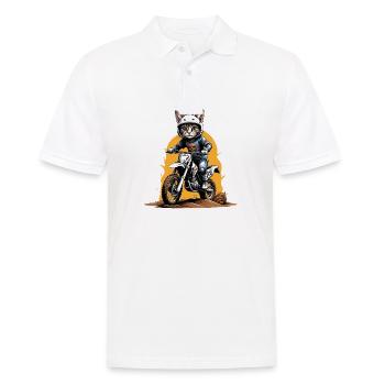 Cat Motocross Bike Gift Supermoto Motorcycle - Men's Polo Shirt - white - Front - Kai (181cm)