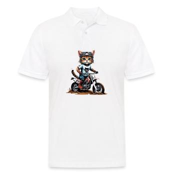 Cat Motocross Bike Gift Supermoto Motorcycle - Men's Polo Shirt - white - Front - Kai (181cm)