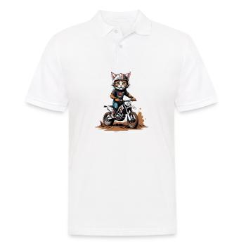 Cat Motocross Bike Gift Supermoto Motorcycle - Men's Polo Shirt - white - Front - Kai (181cm)